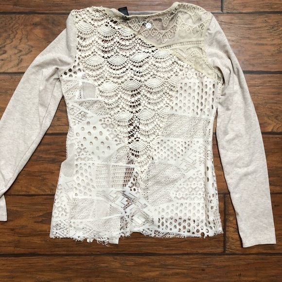 BKE Ivory Cardigan w/ Lace Back Boho Y2K Fashion - Picture 5 of 10